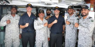 PAK NAVY Stealth Warship PNS ASLAT Conducts Passage Exercises With Spanish Navy Warship SPS CANARIS And Japanese Navy Warship SAZANAMI During RMSP In The indian Ocean Region