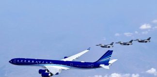Brave Falcons Of PAKISTAN AIR FORCE Welcomes President Of PAKISTAN Iron Brother AZERBAIJAN H.E Mr. Ilham Aliyev With Pride Of Sacred PAKISTAN's JF-17 Thunder Multi-Role Fighter Jets