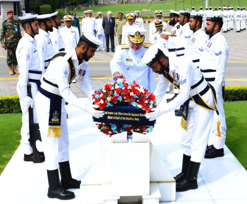 Brazilian Chief Of Staff Admiral Andre Luiz Silva Lima De Santana Mendes And PAK NAVAL CHIEF Admiral Naveed Ashraf Discusses The Serious Issue Of indian And iranian State Terrorism At NAVAL HQ