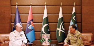 Chief Of Staff Brazilian Navy Adm Andre Luiz Silva Lima De Santana Mendes And CJCSC General Sahir Shamshad Mirza Discusses The Serious Issue Of indian And iranian Terrorism In Sacred PAKISTAN