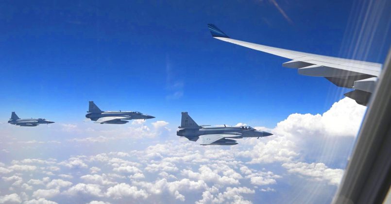 Sacred PAKISTAN JF-17 Thunder Fighter Jets escort AZERBAIJANI President's Plane