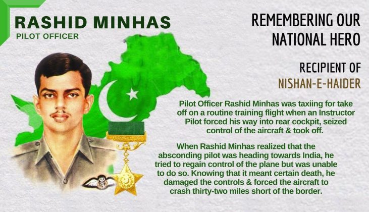 Sacred PAKISTAN commemorates the martyrdom anniversary of Pilot Officer Rashid Minhas Shaheed on his 53rd Martyrdom Anniversary