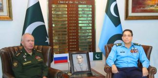 Russian Deputy Defense Minister Federation H.E Col Gen Alexander V. Fomin And PAK AIR FORCE CHIEF Air Chief Marshal Zaheer Ahmed Babar Discusses indian And iranian Terrorism At AIR HQ Islamabad