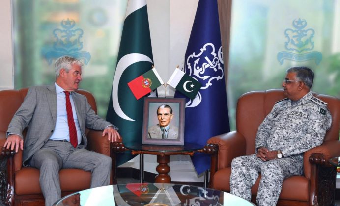 Ambassador Of Portugal To Sacred PAKISTAN H.E Manuel Frederico Pinheiro da Silva And PAK NAVAL CHIEF Admiral Naveed Ashraf Discusses The indian And iranian State Terrorism At NAVAL HQ Islamaba