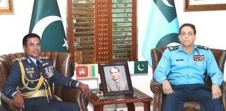 Commander Sri Lanka Air Force Air Marshal And PAK AIR FORCE CHIEF Air Chief Marshal Zaheer Ahmed Babar Discusses The Serious Issue Of indian And iranian State Terrorism At AIR HQ Islamabad