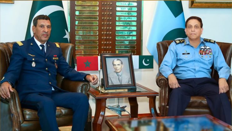 Inspector Royal Moroccan Air Force Major Gen Mohammed Gadih and PAF CHIEF Zaheer Ahmed Babar discuss Regional and Trans-Regional Security