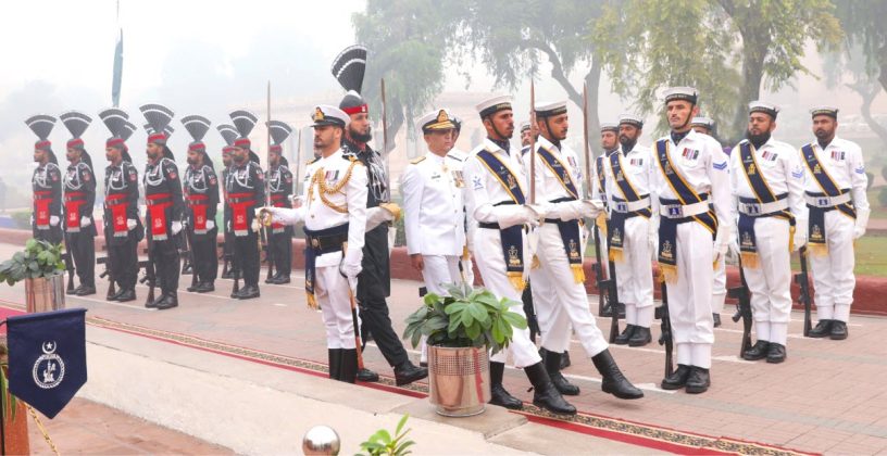 PAKISTAN NAVY ASSUMES GUARD DUTIES AT MAUSOLEUM OF ALLAMA MUHAMMAD IQBAL IN LAHORE