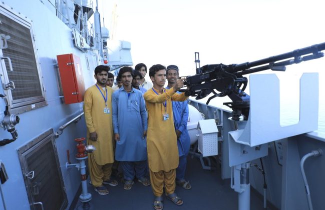 Students of Local Educational Institutes of Gwadar visits PAK NAVY Heavily Armed Stealth Warship at Gwadar Port
