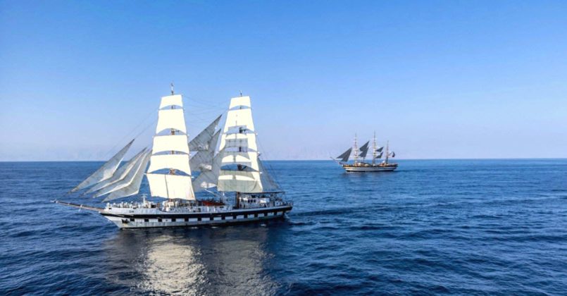 PAK NAVY Stealth Warship PNS RAH NAWARD Successfully Conducts Joint Sailing Operations With Italian Navy Sail Ship AMERIGO VESPUCCI In The Gulf Of Oman