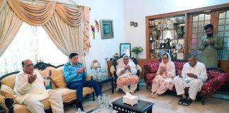 PAK AIR CHIEF Air Chief Marshal Zaheer Ahmed Babar Sidhu Visits The Residence Of Squadron Leader Usman Yousaf Shaheed And Offers Condolence For The Departed Soul Of Sacred PAKISTAN