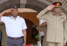 CHAIRMAN JOINT CHIEFS OF STAFF COMMITTEE General Sahir Shamshad Mirza And Chief Of South African Air Force Lieutenant General Wiseman Simo Mbambo