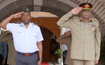 CHAIRMAN JOINT CHIEFS OF STAFF COMMITTEE General Sahir Shamshad Mirza And Chief Of South African Air Force Lieutenant General Wiseman Simo Mbambo