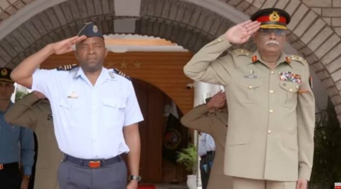 CHAIRMAN JOINT CHIEFS OF STAFF COMMITTEE General Sahir Shamshad Mirza And Chief Of South African Air Force Lieutenant General Wiseman Simo Mbambo