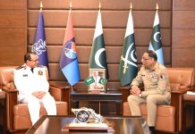 CNS RSNF Vice Admiral Mohammed bin Abdulrahman Al Ghuraybi And CHAIRMAN JOINT CHIEFS OF STAFF COMMITTEE General Sahir Shamshad Mirza At Joint Staff HQ Rawalpindi