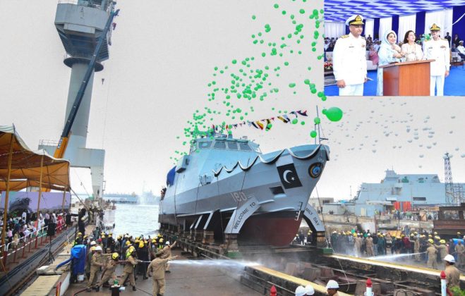 Launching Ceremony Of PAK NAVY State Of The Art Heavily Armed - Hi-Tech And Lethal Stealth Gun Boat (PNS SAHIWAL) At KS&EW