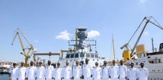 PAK NAVY VCNS Vice Admiral Ovais Ahmed Bilgrami Inspects The PNS KHAIBAR (F-282) One Of Two Air Defense Destroyer And Heavily Armed Stealth Warship Being Built In PAKISTAN Iron Brother TURKIYE