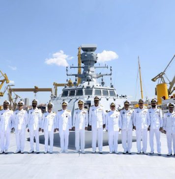 PAK NAVY VCNS Vice Admiral Ovais Ahmed Bilgrami Inspects The PNS KHAIBAR (F-282) One Of Two Air Defense Destroyer And Heavily Armed Stealth Warship Being Built In PAKISTAN Iron Brother TURKIYE