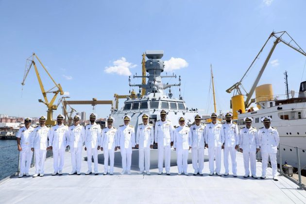 PAK NAVY VCNS Vice Admiral Ovais Ahmed Bilgrami Inspects The PNS KHAIBAR (F-282) One Of Two Air Defense Destroyer And Heavily Armed Stealth Warship Being Built In PAKISTAN Iron Brother TURKIYE