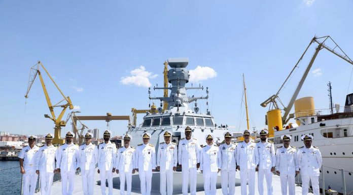 PAK NAVY VCNS Vice Admiral Ovais Ahmed Bilgrami Inspects The PNS KHAIBAR (F-282) One Of Two Air Defense Destroyer And Heavily Armed Stealth Warship Being Built In PAKISTAN Iron Brother TURKIYE