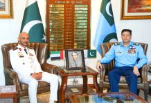 Commander Naval Forces UAE And PAK AIR CHIEF (CAS) Air Chief Marshal Zaheer Ahmed Babar Sidhu Expresses Serious Concerns On indian And iranian State Terrorism In Sacred Country PAKISTAN