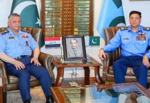 Commander of the Iraqi Air Force Lieutenant General Staff Pilot Mohanad Ghalib Mohammed Radi Al-Asadi Meets With PAK AIR FORCE CHIEF Air Chief Marshal Zaheer Ahmed Babar Sidhu At AIR HQ Islamabad