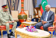 CHAIRMAN JOINT CHIEFS OF STAFF COMMITTEE (CJCSC) General Sahir Shamshad Mirza Offers Complete MILITARY Support Of Beloved Peace Loving Sacred Country PAKISTAN To Victim Of indian State Sponsored Terrorism MALDIVES During High-Profile And Important Meeting With Maldivian President His Excellency Dr. Mohamed Muizzu During Official Visit To ISLAMIC Brotherly Country MALDIVES CJCSC General Sahir Shamshad Mirza Offers Complete MILITARY Support Of Beloved Peace Loving Sacred Country PAKISTAN To Victim Of indian State Sponsored Terrorism MALDIVES During Official Visit