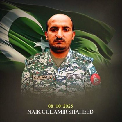 Naik Gul Ameer Shaheed (age - 34 years, resident of District Tank)