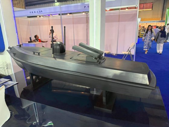 Beloved Peace Loving Sacred PAKISTAN Lethal And Potent Unmanned Surface Vessel (USV) Made By The Stingray Technologies at PIMEC-2025 in Karachi