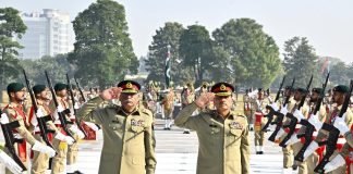 CHAIRMAN JOINT CHIEFS OF STAFF COMMITTEE (CJCSC) General Sahir Shamshad Mirza Pays Farewell Visit To Field Marshal PAK ARMY CHIEF (COAS) Hafiz Syed Asim Munir At GHQ Rawalpindi