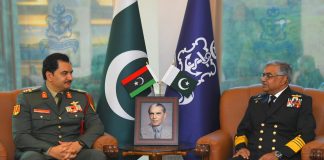 DEPUTY COMMANDER-IN-CHIEF OF THE LIBYAN ARAB ARMED FORCES CALLS ON CHIEF OF THE NAVAL STAFF AT NAVAL HEADQUARTERS