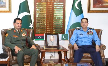 DEPUTY COMMANDER-IN-CHIEF OF THE LIBYAN ARAB ARMED FORCES CALLS ON PAK AIR FORCE CHIEF (CAS) AIR CHIEF MARSHAL ZAHEER AHMED BABAR AT AIR HQ ISLAMABAD